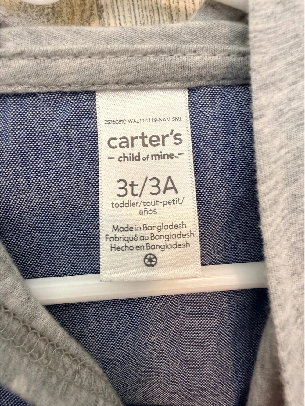 Carter's Toddler 3T Hooded Button-Up Shirt Blue Cotton Blend